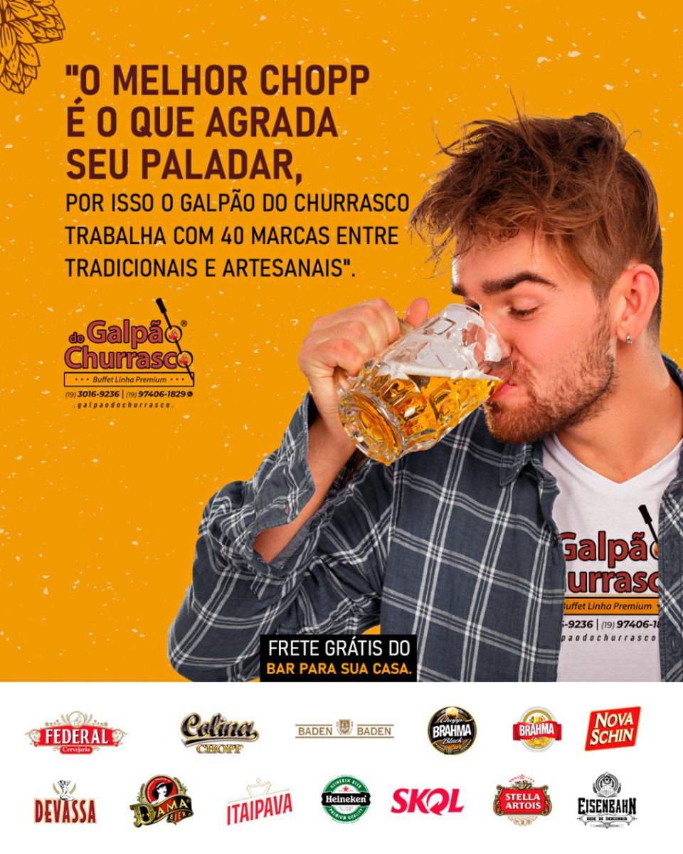 Delivery de Chopp várias Marcas. Galpão do Churrasco